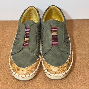 3/$15 Olive Green Slip On Women's Shoes Size 6 6.5